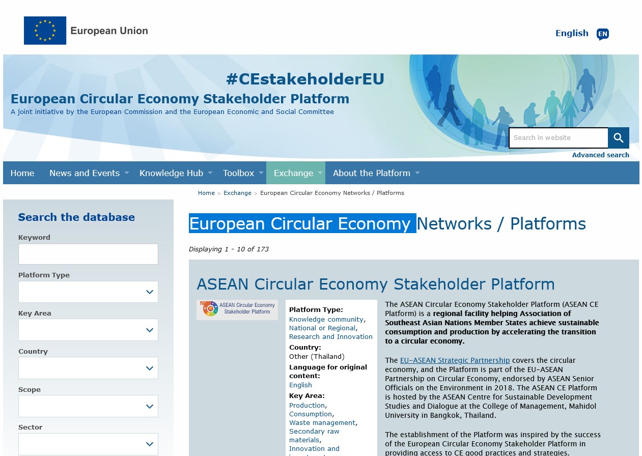 European Circular Economy Networks / Platforms